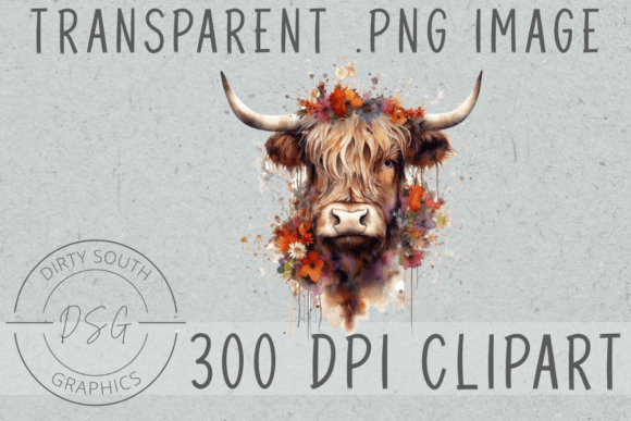Boho Floral Bull Clip Art Graphics and Illustrations Review