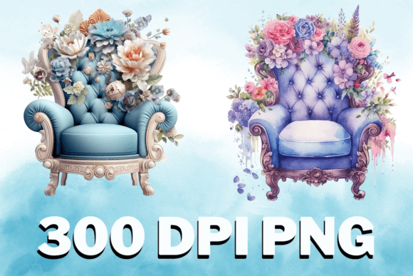 Chair Floral Watercolor Clipart Set V03 Graphics and Illustrations Review