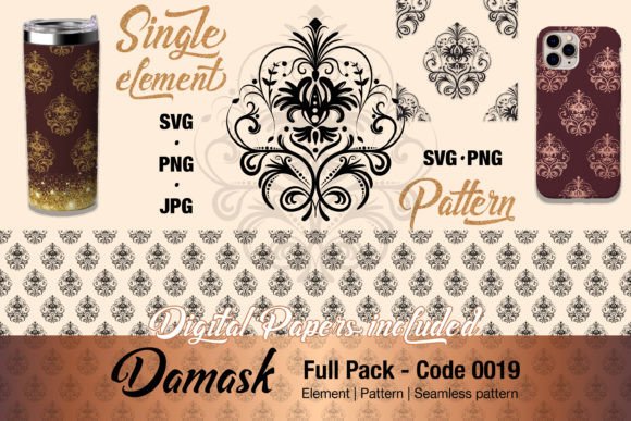 Floral Damask Motif Element Pack - 0019 Graphics and Illustrations Review