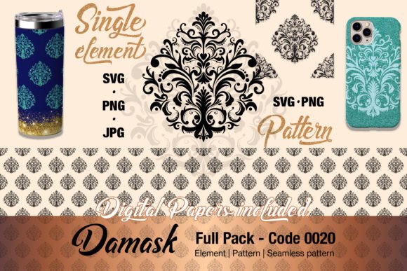 Floral Damask Motif Element Pack - 0020 Graphics and Illustrations
