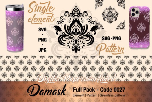 Floral Damask Motif Element Pack - 0027 Graphics & Illustrations Review