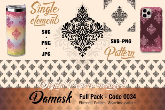 Floral Damask Motif Element Pack - 0034 Graphics & Illustrations Review