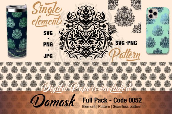 Floral Damask Motif Element Pack - 0052 Graphics and Illustrations Review