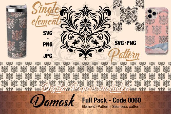 Floral Damask Motif Element Pack - 0060 Graphics & Illustrations