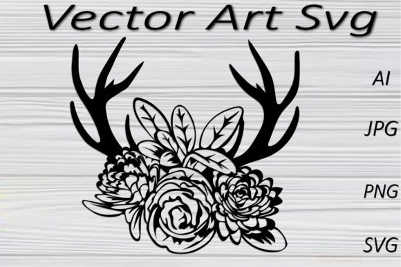Floral Deer Antlers Svg Png Jpg Ai Graphics and Illustrations Review