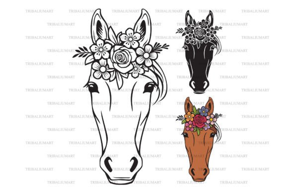 Floral Horse Head Graphics and Illustrations Review