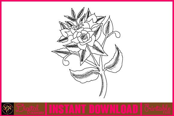 Floral Line Art Flower SVG Elements 105 for Graphics and Illustrations