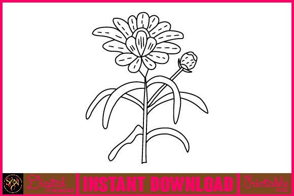 Floral Line Art Flower SVG Elements 96 Graphics and Illustrations