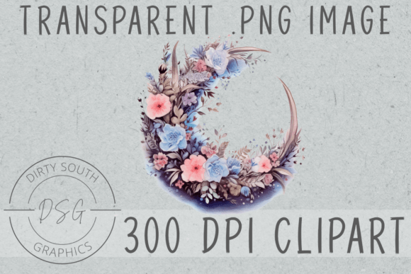 Floral Moon Clip Art Graphics and Illustrations Review