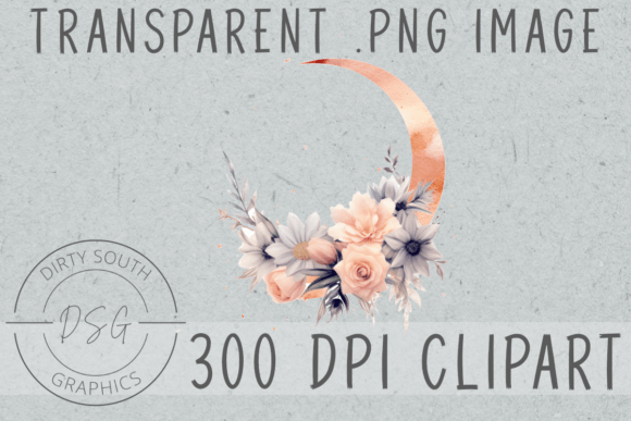 Floral Watercolor Moon Clip Art Review