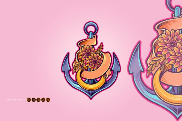 Floral Wreath and Classic Ribbon on Graphics and Illustrations