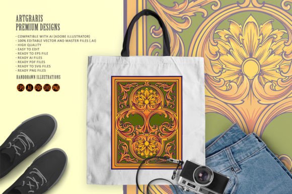 Luxurious Baroque Engraved Floral Graphics for Illustrations