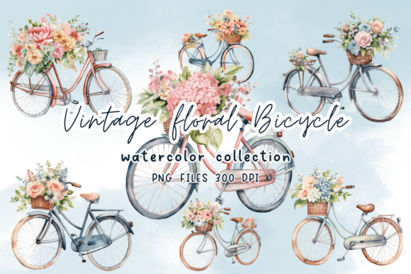 Vintage Floral Bicycle Watercolor Graphics and Illustrations Review
