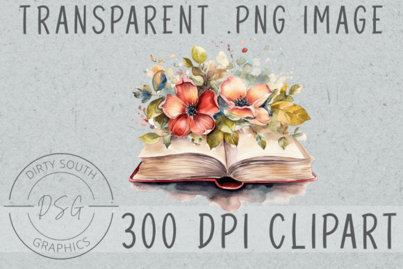 Watercolor Floral Book Clip Art Graphics & Illustrations