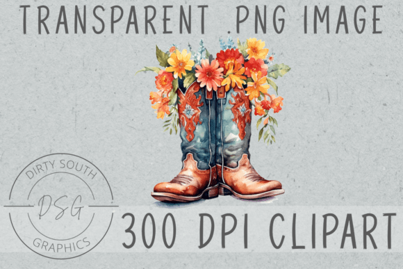 Watercolor Floral Boots Clip Art Review