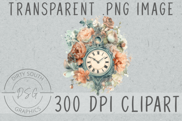 Watercolor Floral Clock Clip Art: A Designer’s Take on Graphics and Illustrations