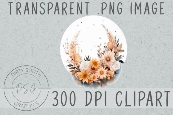 Watercolor Floral Moon Clip Art Review