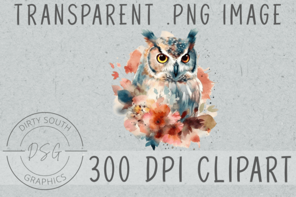 Watercolor Floral Owl Clip Art Graphics and Illustrations Review