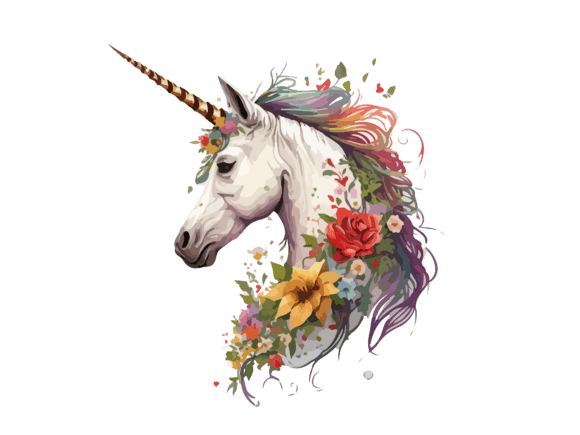 Watercolor Floral Unicorn Vector Clipart Graphics and Illustrations Review