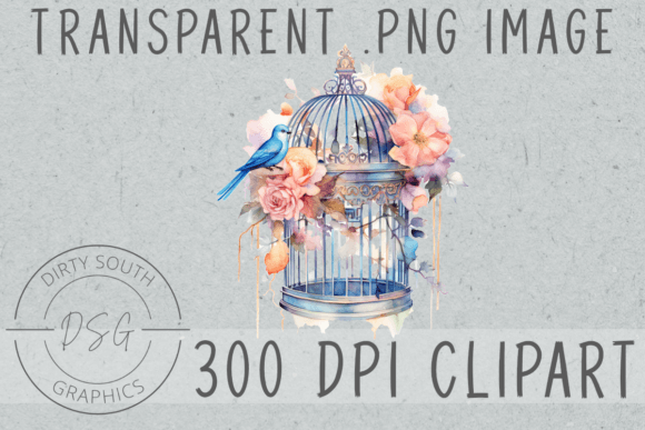 Watercolor Victorian Floral Birdcage