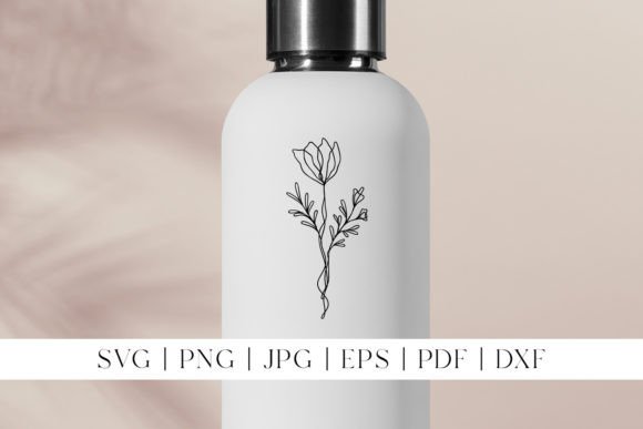 Wildflower Line Art SVG Floral Clipart Graphics & Illustrations